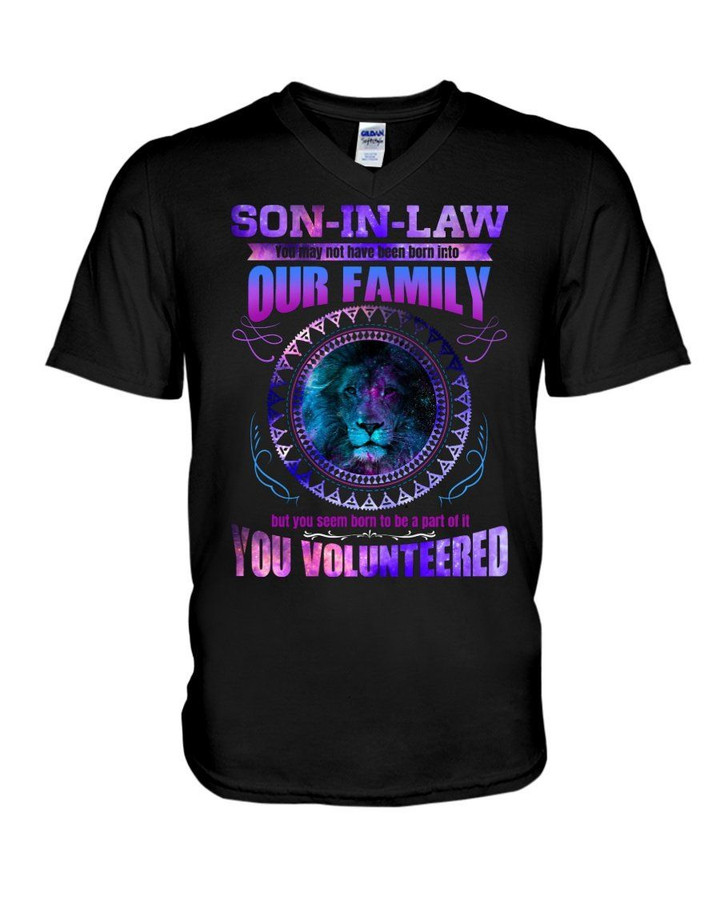 Gift For Son In Law Galaxy Lion You Volunteered Guys V-Neck