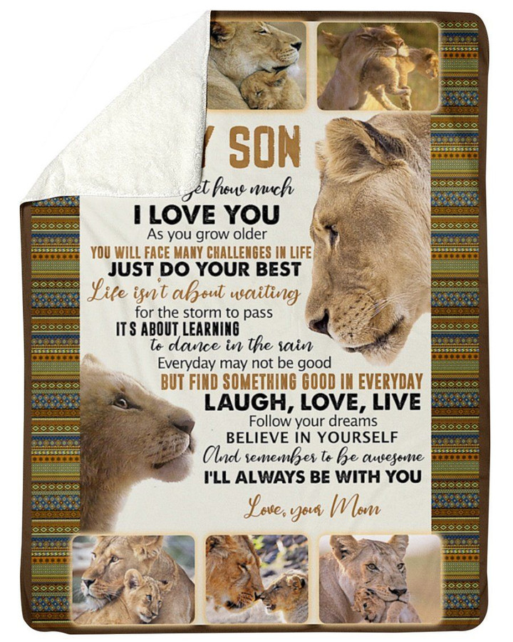 Gift For Son From Mom Lions Never Forget How Much I Love You Sherpa Blanket