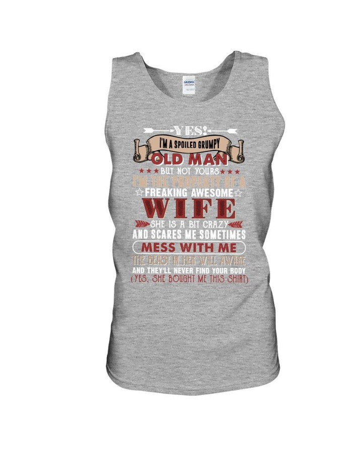 Gift For Family A Spoiled Grumpy Old Man Of Awesome Wife Unisex Tank Top