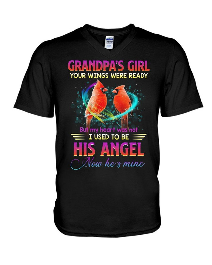Cardinal Gift For Angel Grandpa Your Wings Were Ready Guys V-Neck