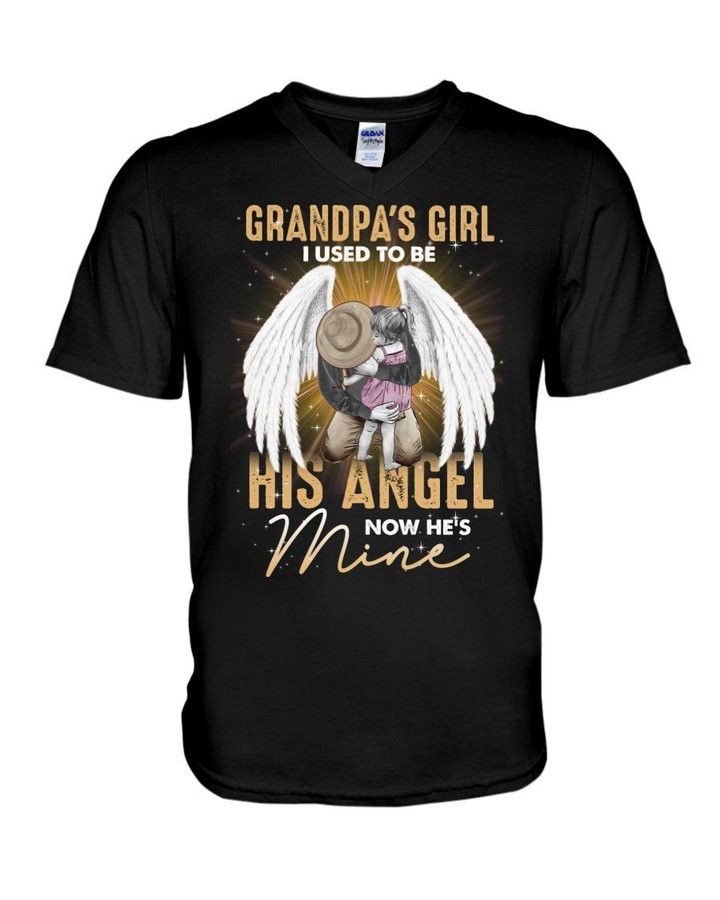 Gift For Family Angel Grandpa With Wings I Used To Be His Angel Guys V-Neck