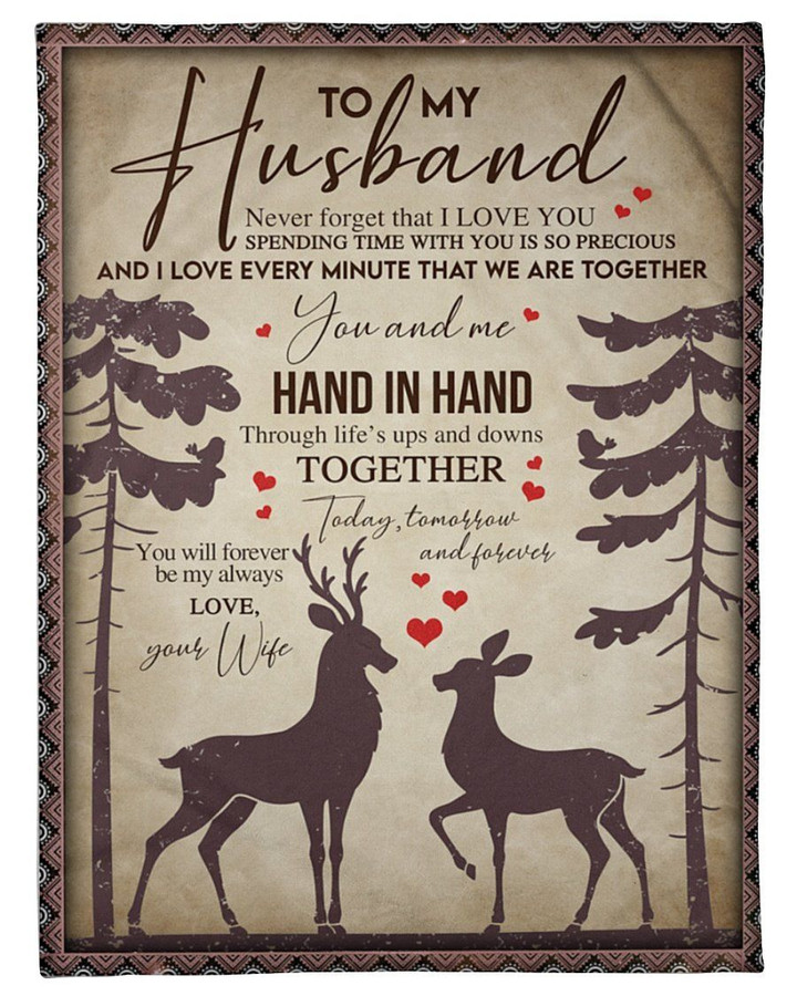 Deer Gift For Husband Hand In Hand You And Me Sherpa Fleece Blanket Sherpa Blanket