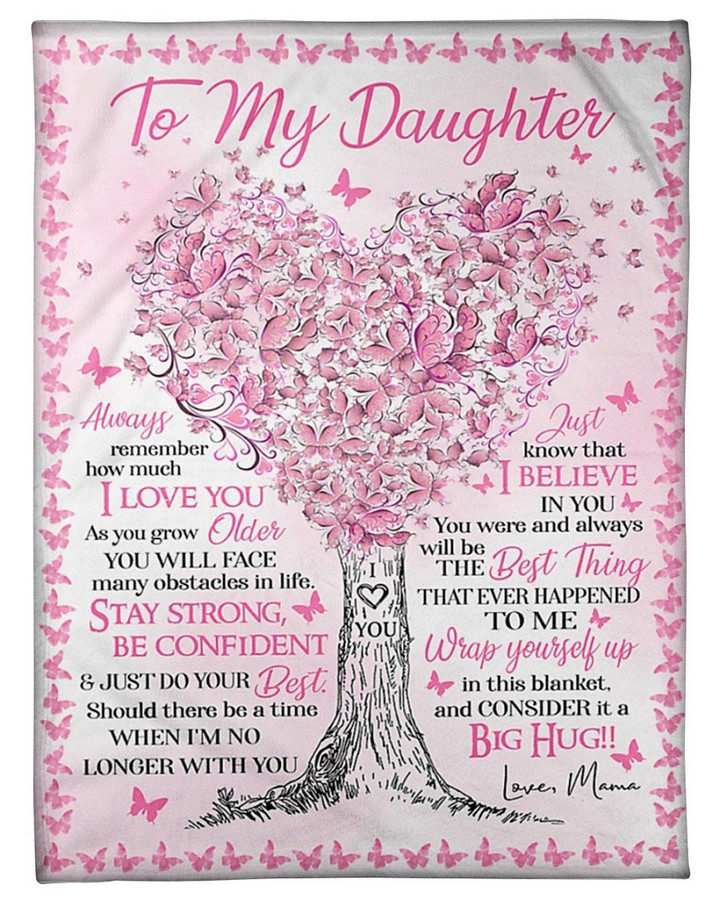 To My Daughter Special Blanket For Daughter Pink Butterfly Sherpa Fleece Blanket