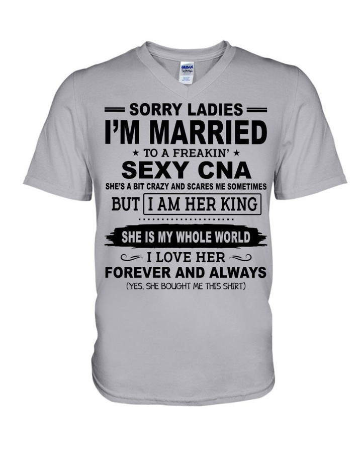 I'm Married To A Freaking Sexy CNA Gift For Husband Guys V-Neck