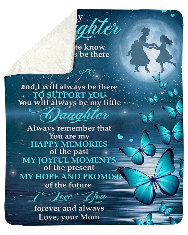 My Happy Memories Blue Butterflies Mom Gift For Daughter Sherpa Fleece Blanket Sherpa Blanket