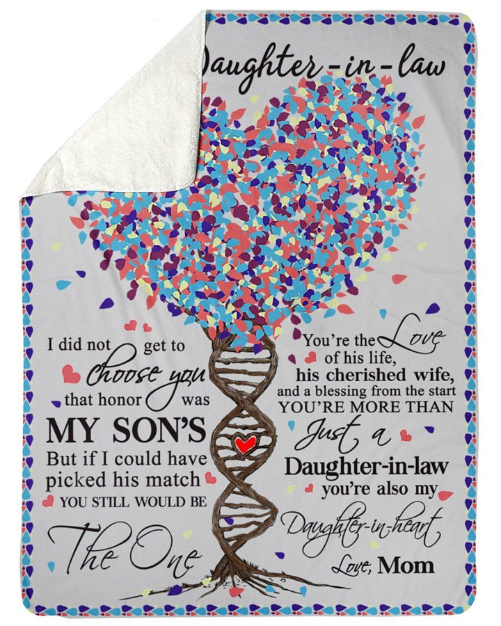 Heart Dna Tree The Love Of His Life Sherpa Fleece Blanket Mom Gift For Daughter In Law Sherpa Blanket