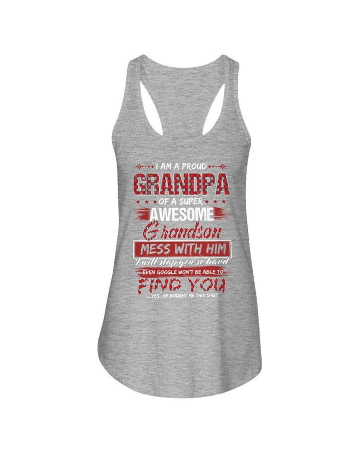 Grandchild Gift For Grandpa Proud Grandpa Of A Super Awesome Grandson Ladies Flowy Tank