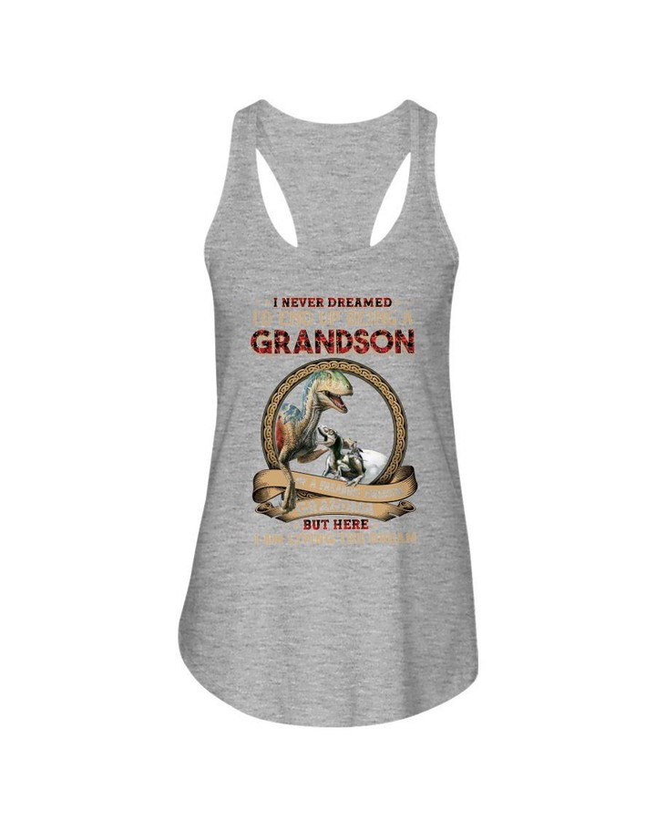 T Rex Grandson Of A Freaking Awesome Grandma Gift For Family Ladies Flowy Tank