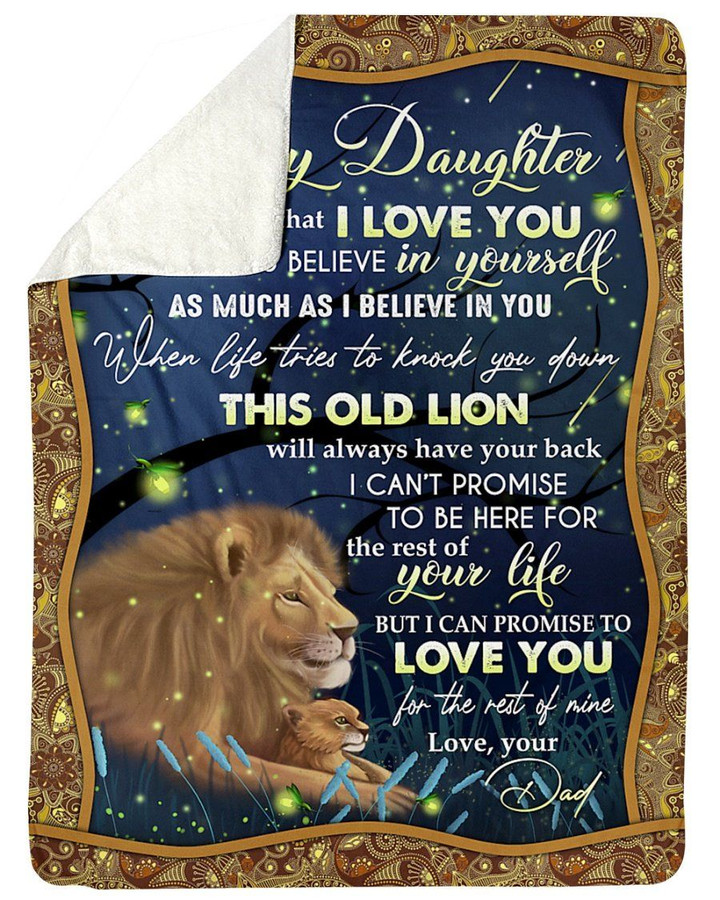 Lion Dad To Daughter This Old Lion Will Always Have Your Back Sherpa Blanket