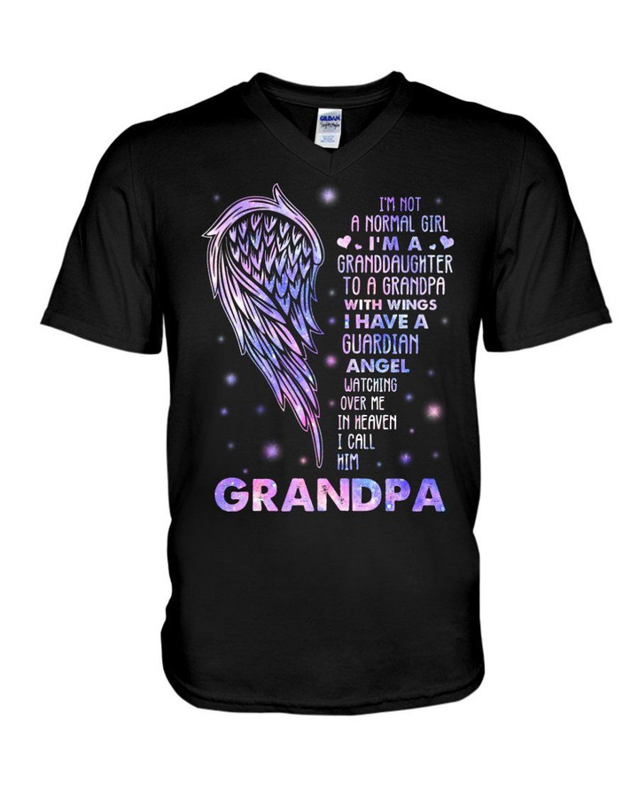 Gift For Angel Grandpa I Have A Guardian Angel Watching Guys V-Neck