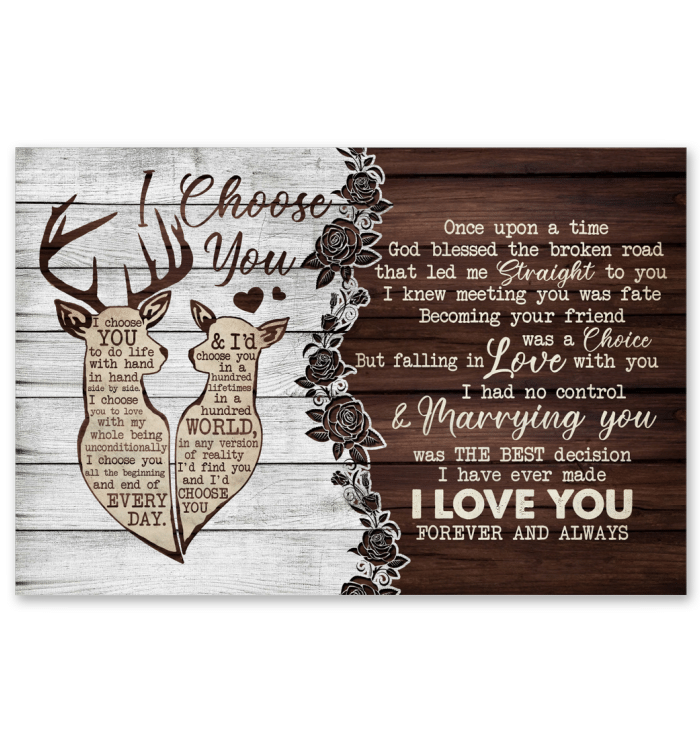 Deer Gift For Wife I Choose You Horizontal Poster