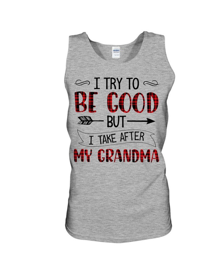 Gift For Grandma Plaid Red I Try To Be Good Unisex Tank Top