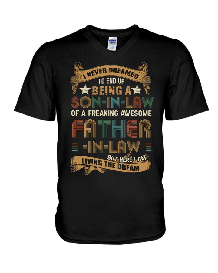Family Gift Vintage A Son In Law Of A Freaking Awesome Father In Law Guys V-Neck