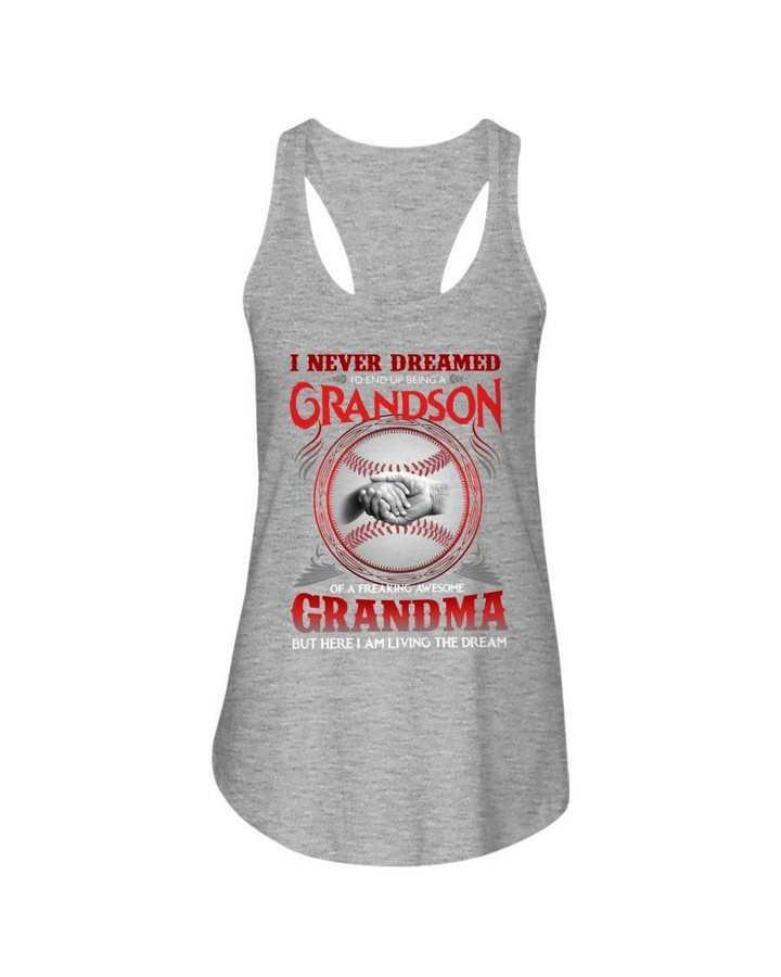 A Grandson Of A Freaking Awesome Grandma Baseball Lover Gift For Family Ladies Flowy Tank