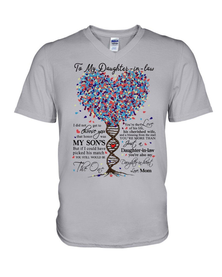 Heart DNA Tree The Love Of His Life Mom Gift For Daughter In Law Guys V-Neck