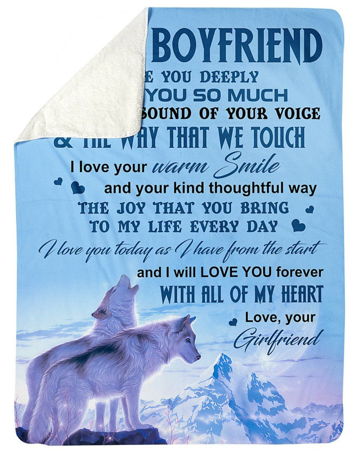 White Wolf Gift For Boyfriend I Will Love You Forever Sherpa Fleece Blanket Sherpa Blanket