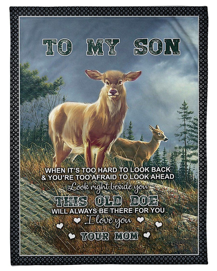 The Old Doe Will Always Have Your Back Gift For Son Sherpa Fleece Blanket Sherpa Blanket