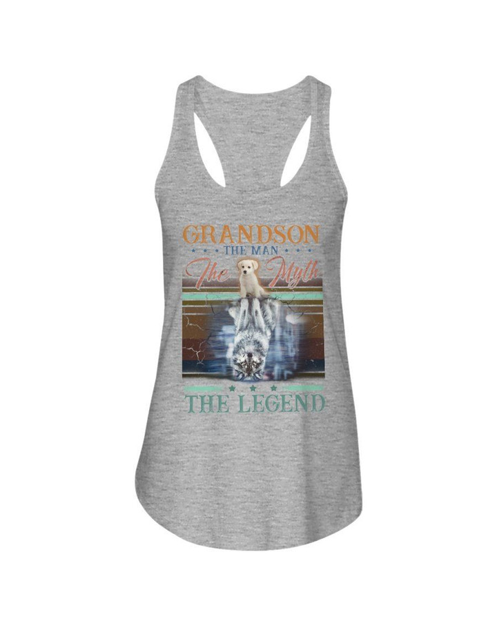 Dog And Wolf The Man The Myth The Legend Gift For Grandson Ladies Flowy Tank