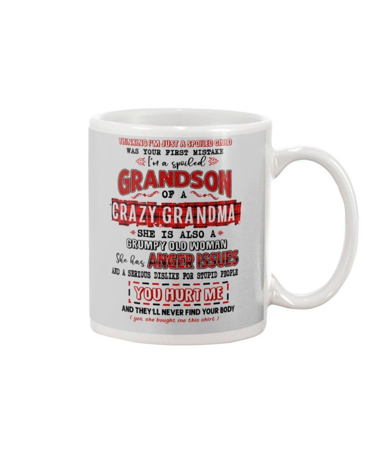 Gift For Grandson I'm A Spoiled Grandson Of A Crazy Grandma Mug