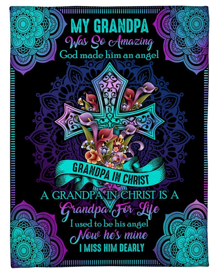 Colla Lily Gift For Angel Grandpa A Grandpa In Christ Is A Grandpa Sherpa Fleece Blanket