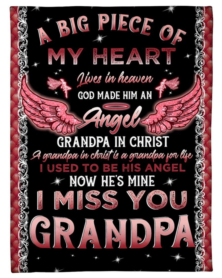Gift For Angel Grandpa Grandpa In Christ Pink Angel Wing Sherpa Fleece Blanket