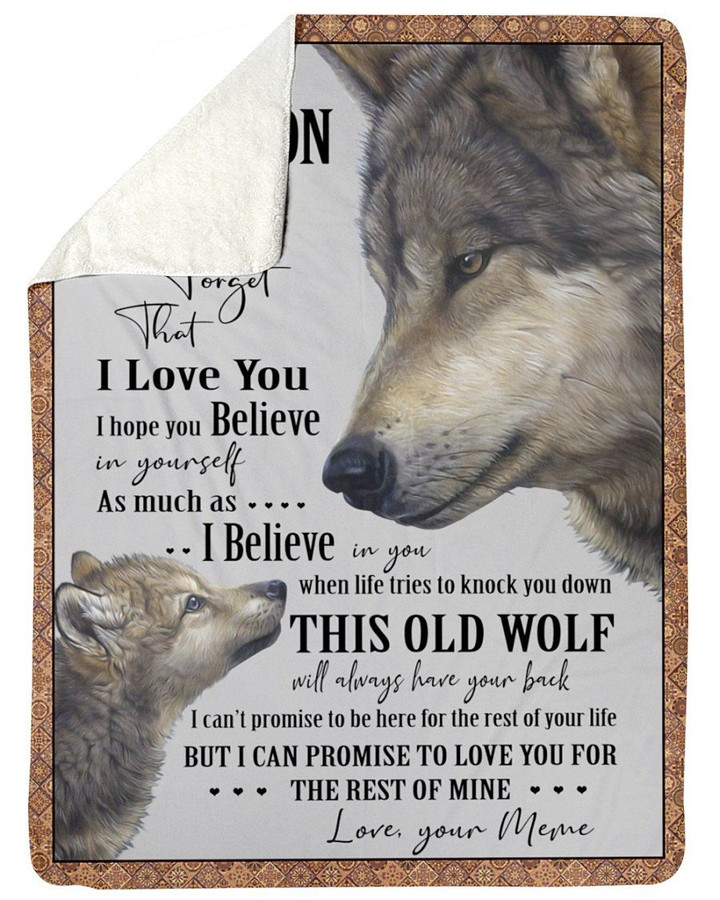 When Life Tries To Knock You Down Wolf Meme Gift For Grandson Sherpa Blanket