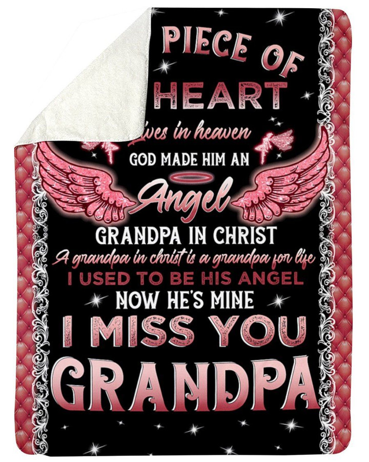 Gift For Angel Grandpa Grandpa In Christ Pink Angel Wing Sherpa Blanket