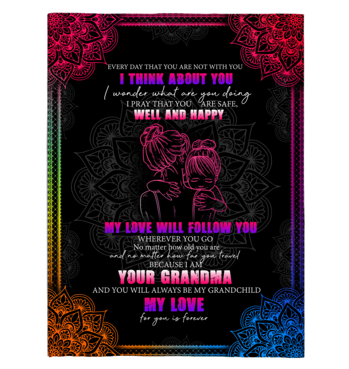 My Love Will Follow You Grandma Gift For Granddaughter Sherpa Fleece Blanket Sherpa Fleece Blanket