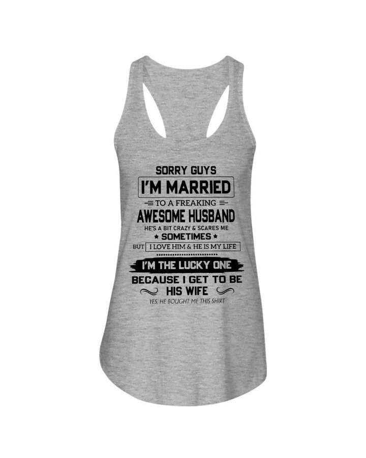 Gift For Wife I'm Married To A Freaking Awesome Husband Ladies Flowy Tank