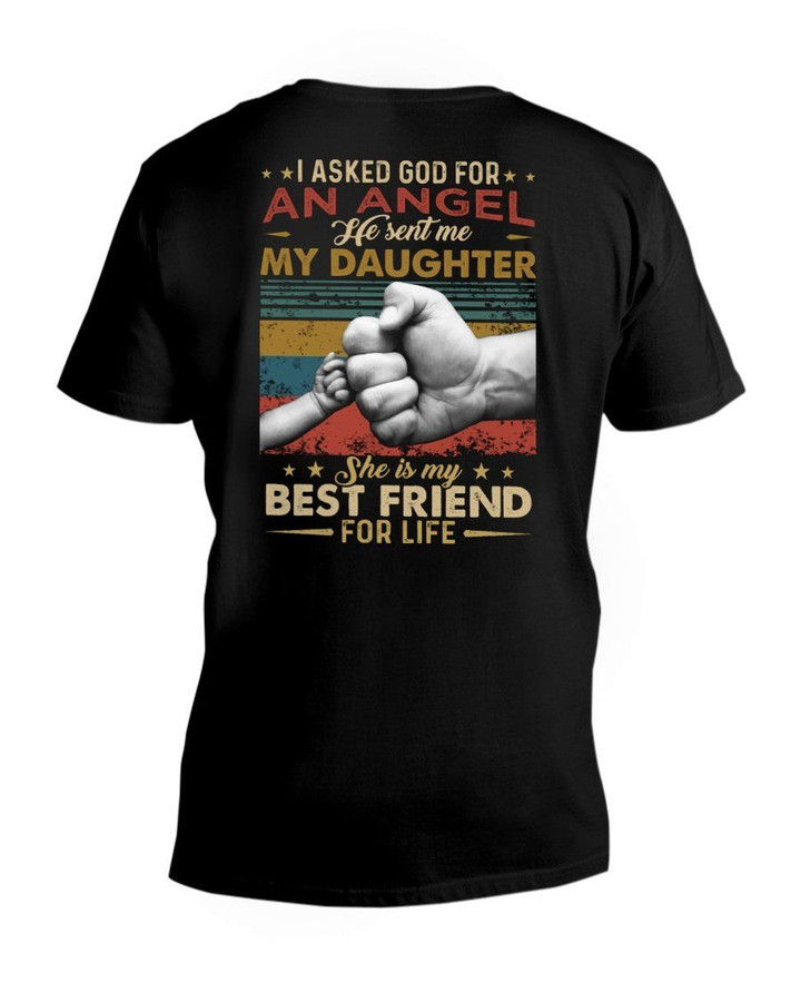 God Sent Me My Daughter - She Is My Best Friend For Life Retro Vintage Guys V-neck