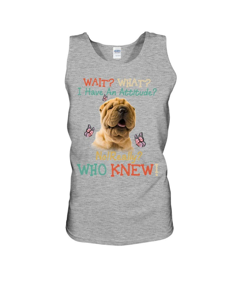 Butterflies And Shar Pei Attitude Really Gift For Dog Lovers Unisex Tank Top