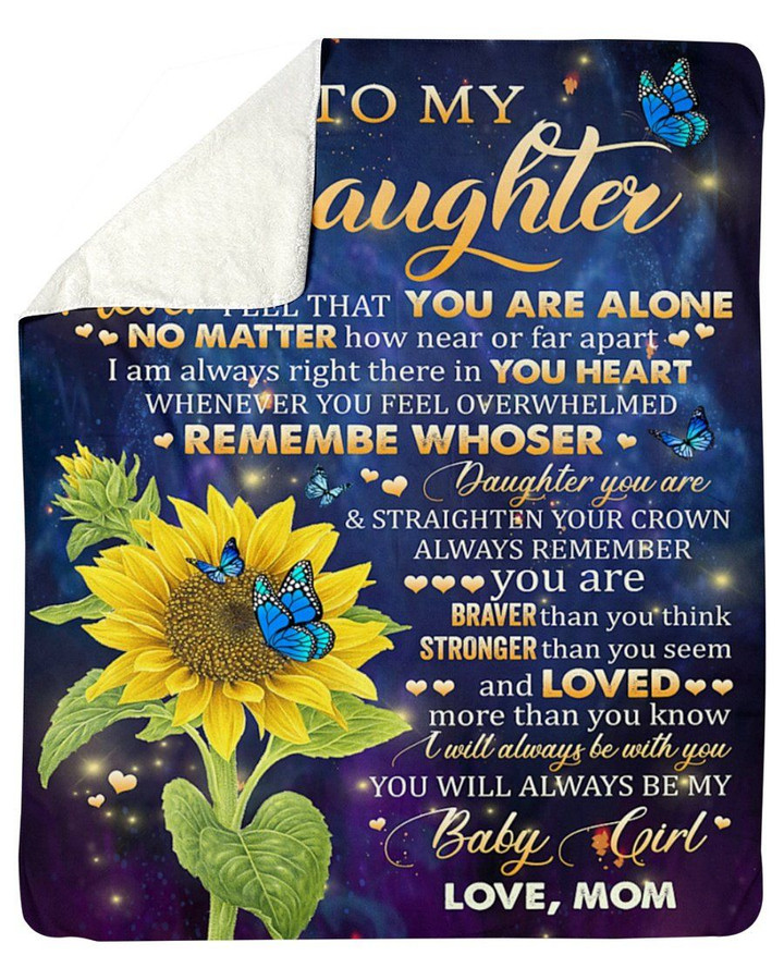 Never Feel That You Are Alone Sunflower Fireflies Mom Gift For Daughter Sherpa Blanket