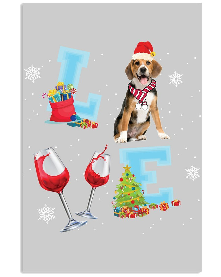 Beagle Love Wine Christmas Atmosphere Gift For Dog Lovers Vertical Poster