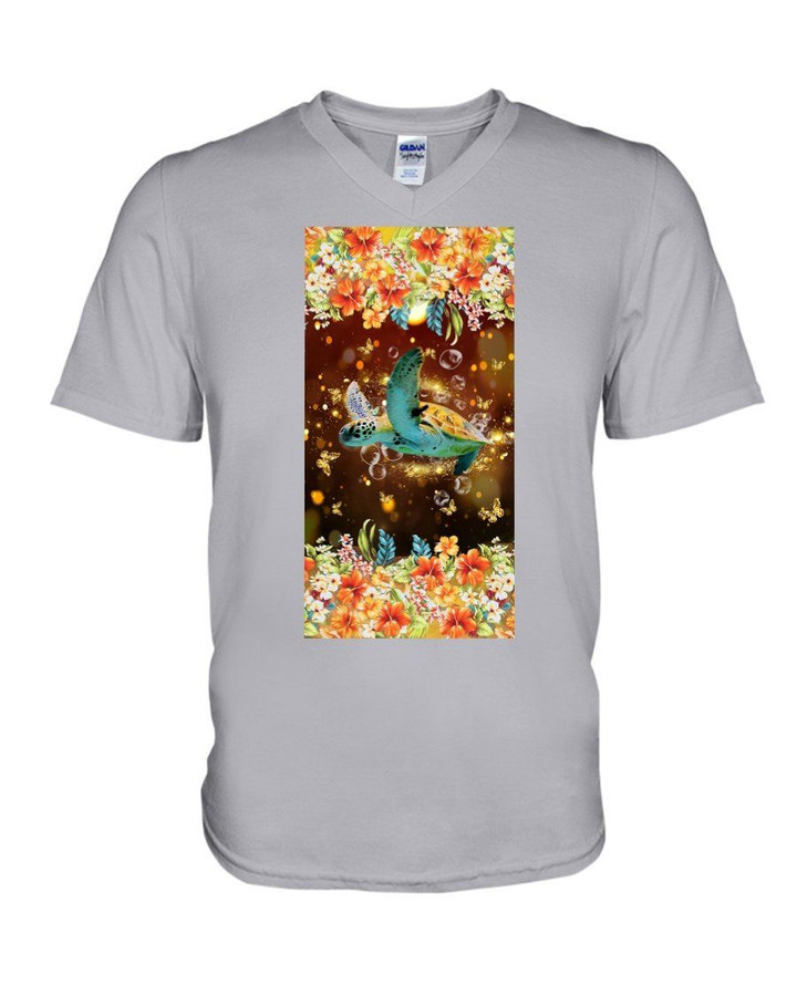 Turtle Glowing Around Gift For Turtle Lovers Guys V-neck