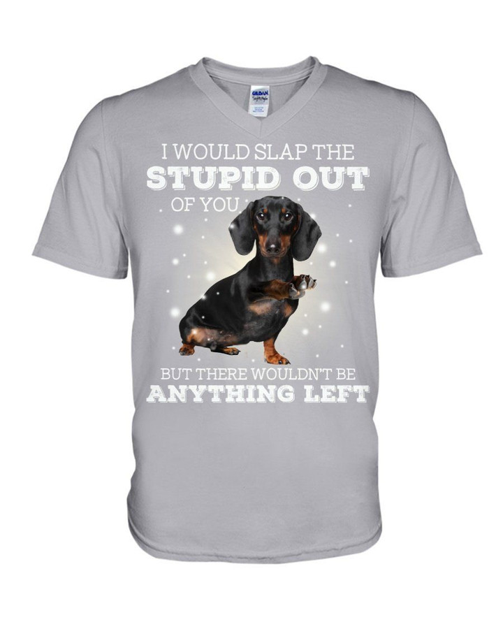 I Would Slap The Stupid Out Of You Dachshund Gift For Dog Lovers Guys V-neck