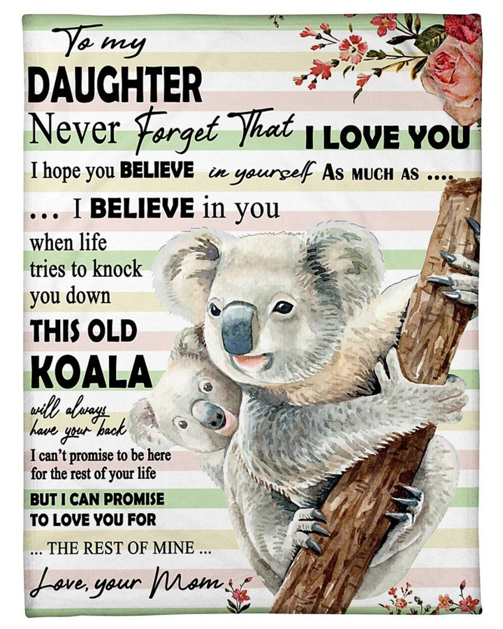 Koala Mom Gift For Daughter When Life Tries To Knock You Down Sherpa Fleece Blanket