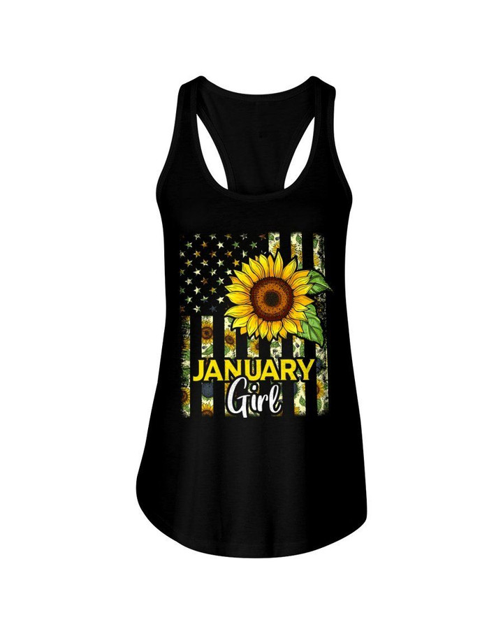 Sunflower January Gift America Flag Special Custom Design Ladies Flowy Tank