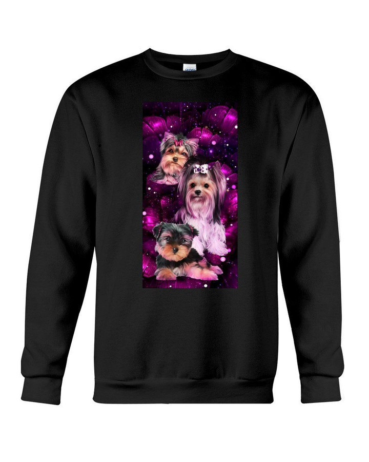 Lovely Coffee Cup With Purpel Rose Gift For Yorkshire Terrier Lovers Sweatshirt