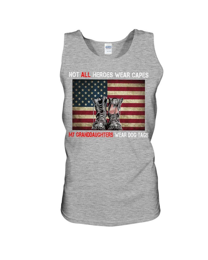 Not All Heroes Wear Capes Usa Flag Veteran Boots Gift For Granddaughter Unisex Tank Top