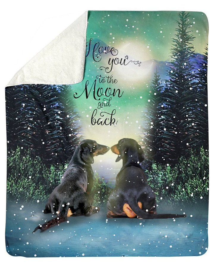 Dachshund Gift For Dog Lovers Snowy Night Together Sherpa Blanket
