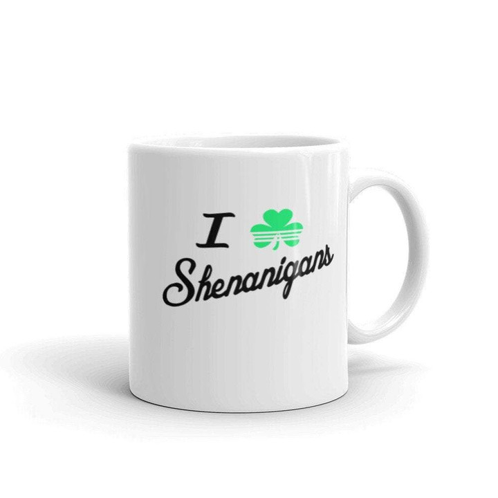 I Love Shenanigans Shamrock St. Patrick's Day Printed Mug