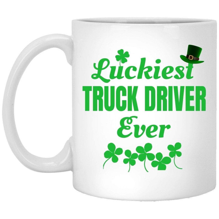 Luckiest Truck Driver Ever Green Clover St Patrick's Day Printed Mug