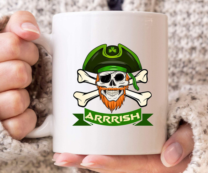 Arrrish Pirate Green St Patrick's Day Printed Mug