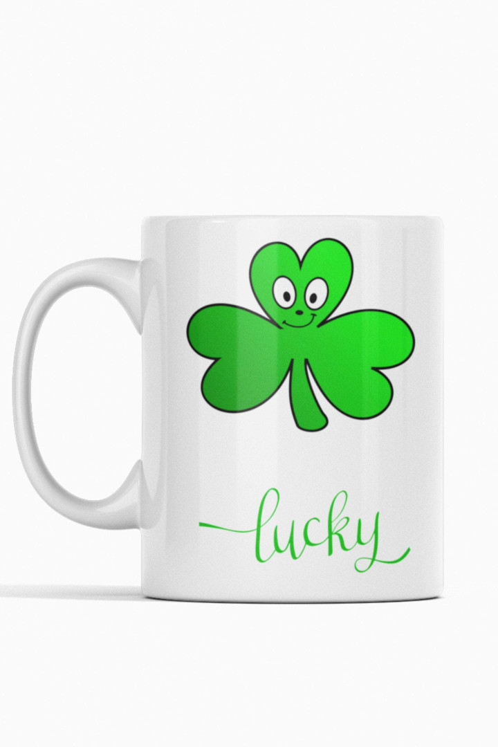 Smiling Lucky Clover St Patrick's Day Printed Mug