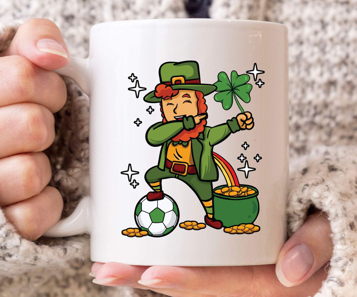 Dabbing Leprechaun Soccer Irish St. Patrick's Day Printed Mug