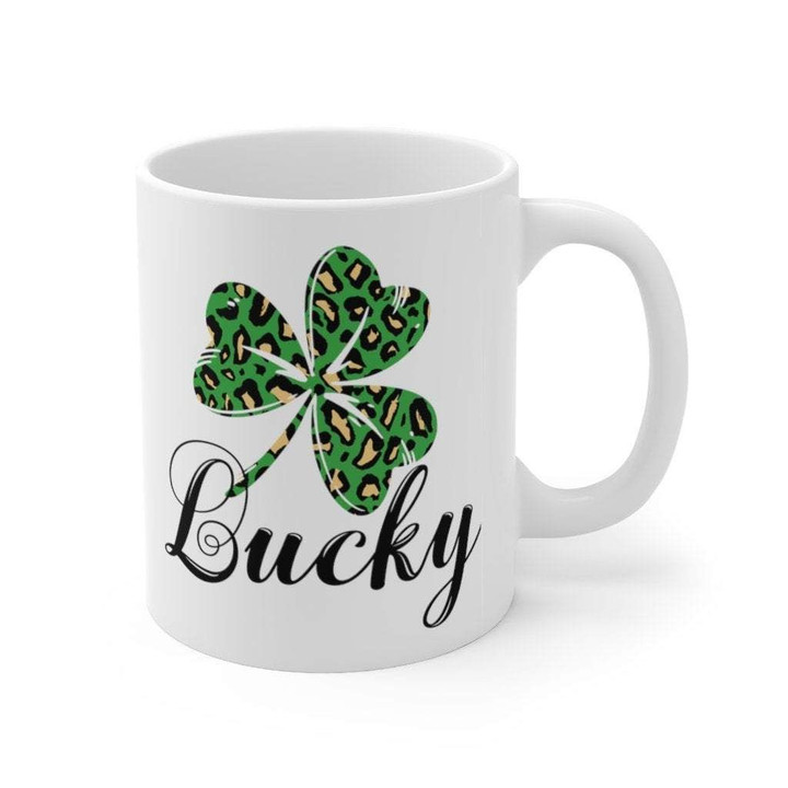 Lucky Leopard Green Shamrock St Patrick's Day Printed Mug