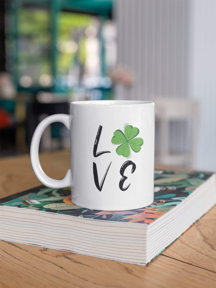 Love Four Leaf Shamrock St Patrick's Day Printed Mug