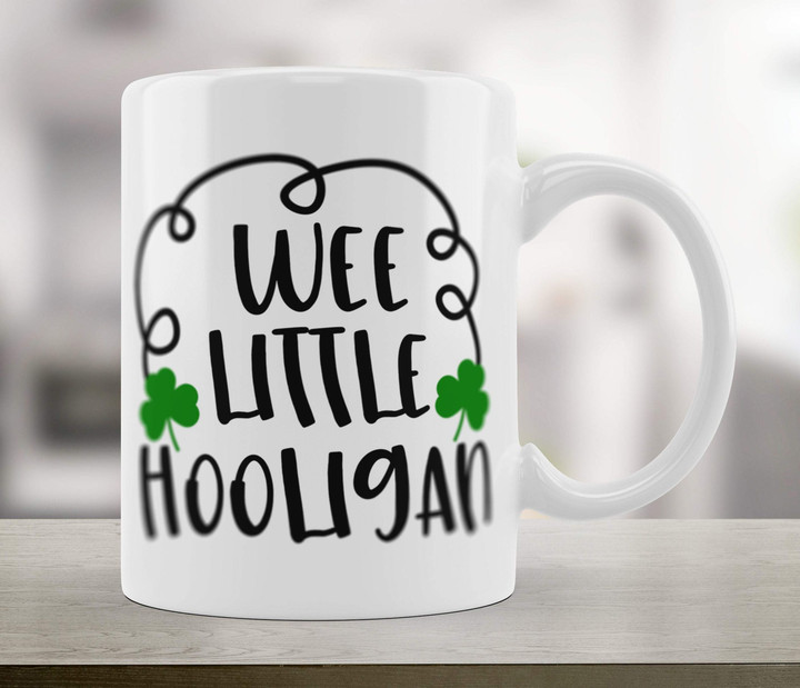 Shamrock St Patrick's Day Printed Mug Wee Little Hooligan