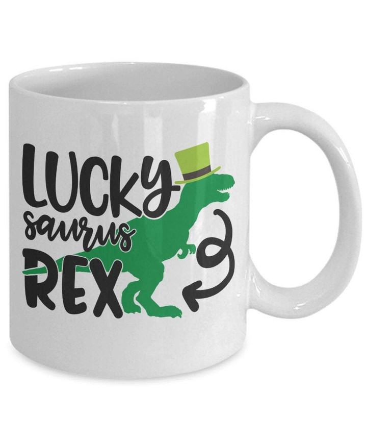 Lucky Saurus Rex Clover St Patrick's Day Printed Mug