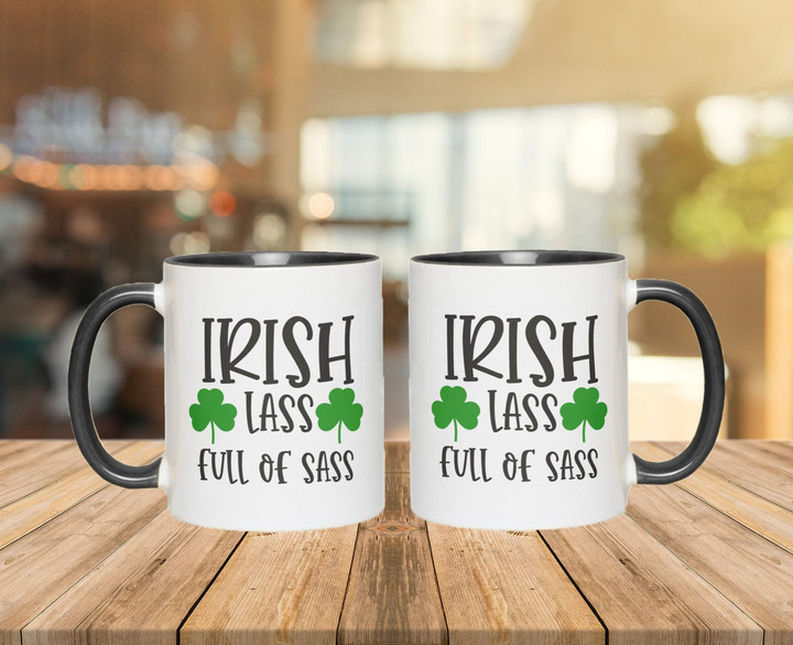 Irish Lass Full Of Sass Shamrock St Patrick's Day Printed Accent Mug